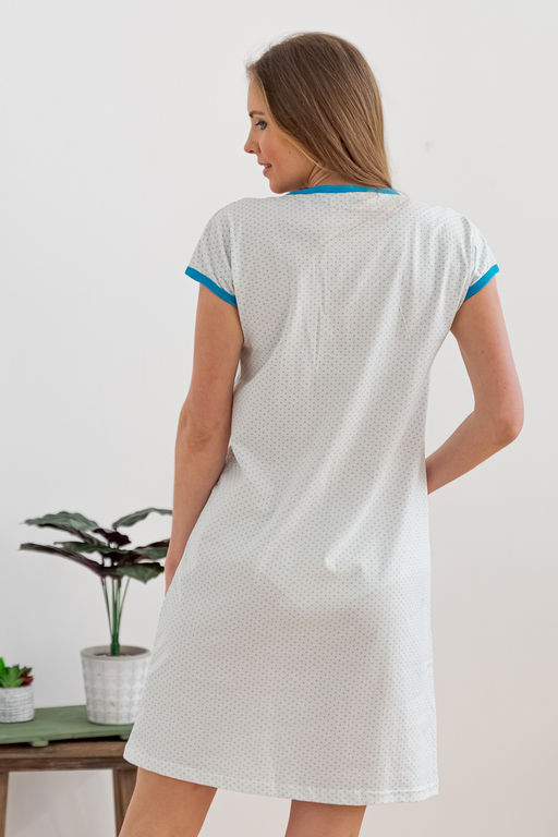 Ночная сорочка из кулирки Социал спущенное плечо синий - Амадэль фото 4