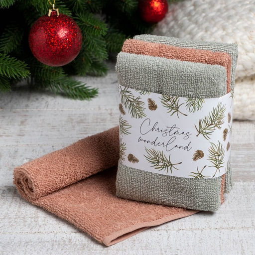 Набор махровых полотенец Этель Wonderland 30×30 см - 3 шт., 340 г/м², 100% хлопок