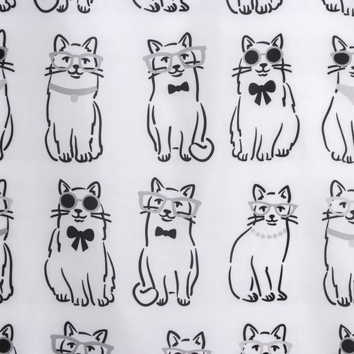 Штора для ванны Доляна Cats, 180×180 см, полиэстер, белая