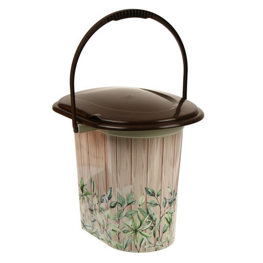 Ведро - туалет, h=38 см, 17 л, съёмный стульчак, бежевое, крышка МИКС