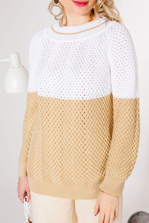 Джемпер KOKOdea 21-027 бело-бежевый  фото 2