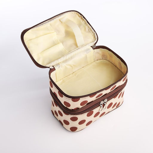 Косметичка, 2 отдела на молниях, цвет бежевый/коричневый - Simaland фото 8