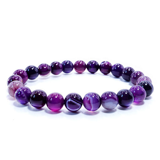 Браслет из камня Фиолетовый агат оберег 8мм