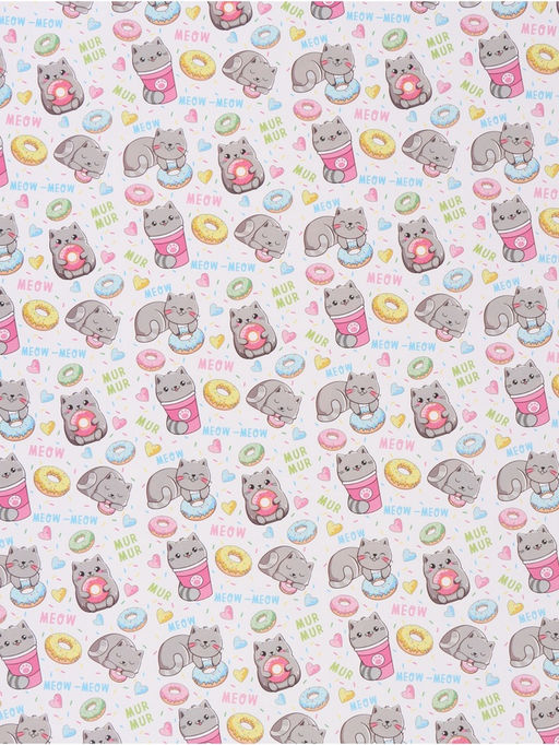 Цена за 10 шт. Бумага упаковочная глянцевая «Котики», 70 × 100 см