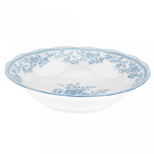 "Утренняя лазурь" Тарелка глубокая фарфоровая д225мм, h50мм, 850мл, волнистый край, отводка, белый (Китай)
