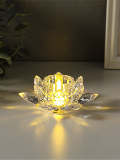 Светодиодная свеча LED - ночник RISALUX «В лотосе», 3×LR1130, прозрачный, 10.5×10.5×4.5 см