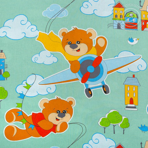 Бязь 120гр - Улетные мишки Простыня на резинке - Lavita фото 3