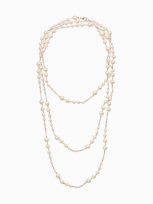 Бусы жемчужные, длинные, d=3.4, 5.6, 8.10, белые в золоте