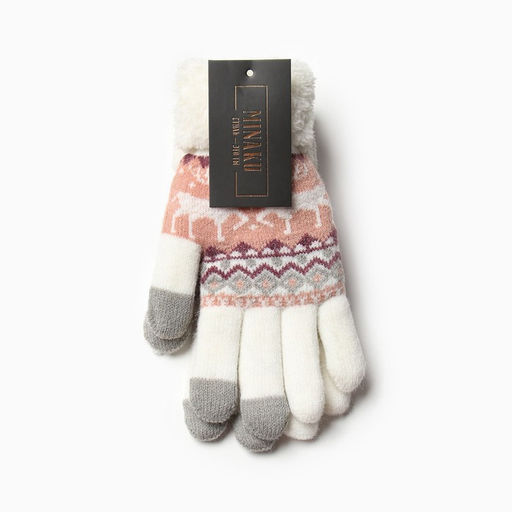 Перчатки женские на иск.меху MINAKU 22 см белый  фото 4