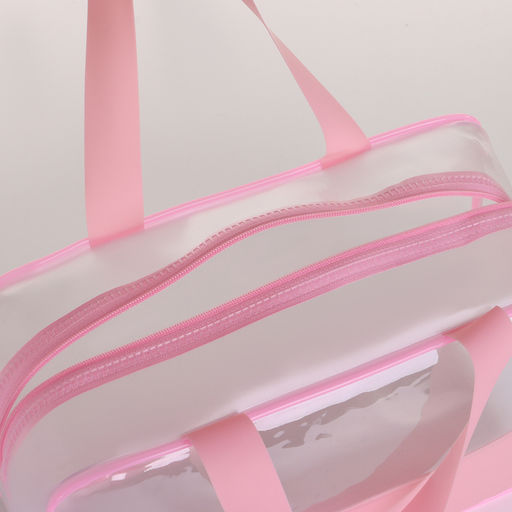 Косметичка-сумка на молнии для бассейна, большая, с ручками, прозрачная/розовая - Simaland фото 3