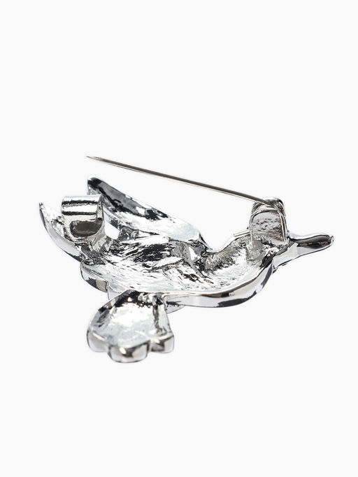 Брошь «Птица» голубка, цветная в серебре