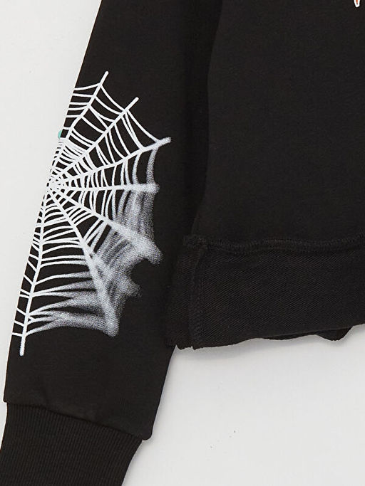 Bask?l? Uzun Kollu Erkek ?ocuk Hoodie ve E?ofman Alt? - Waikiki фото 3