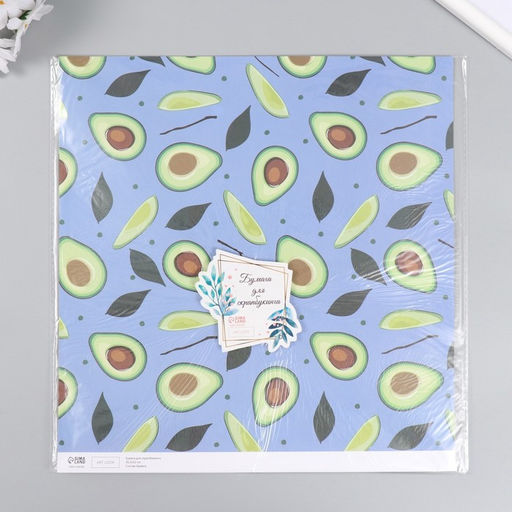 Цена за 5 шт. Бумага для скрапбукинга двусторонняя «Авокадо», плотность 180 г, 30.5×32 см