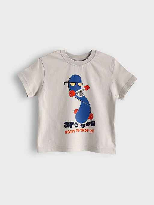 Bisiklet Yaka Bask?l? Erkek ?ocuk Ti??rt 2li