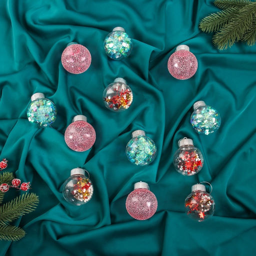 Ёлочные игрушки Калейдоскоп сеточка, шары новогодние, d=6 см, набор 12 шт., МИКС - Зимнее волшебство фото 3