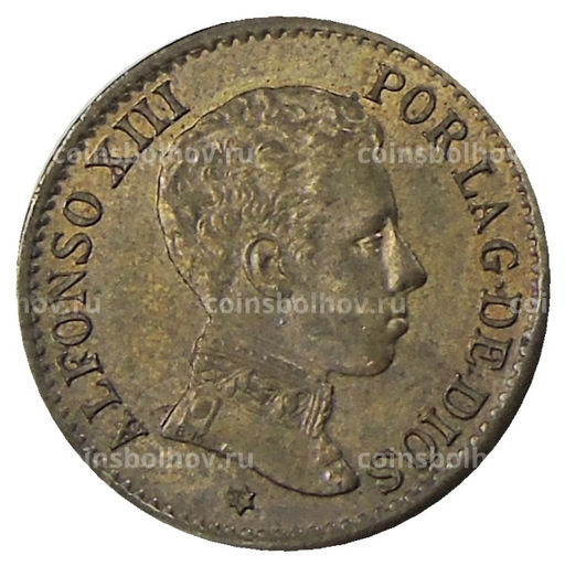 Монета 1 сентимо 1906 года Испания