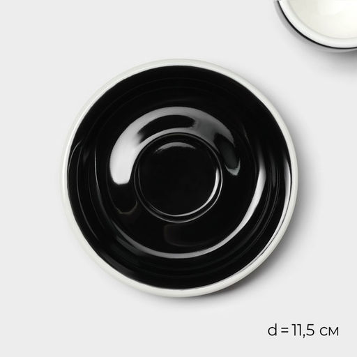 Кофейная пара Magistro Coffee time, чашка 80 мл, блюдце d=11.5 см, фарфор, чёрная