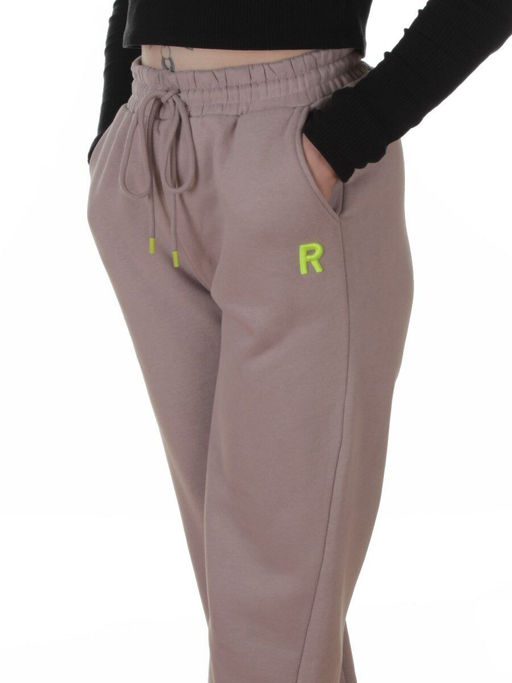 2617 GRAY/BEIGE Брюки спортивные утепленные женские (85% хлопок, 10% полиэстер, 5% спандекс)