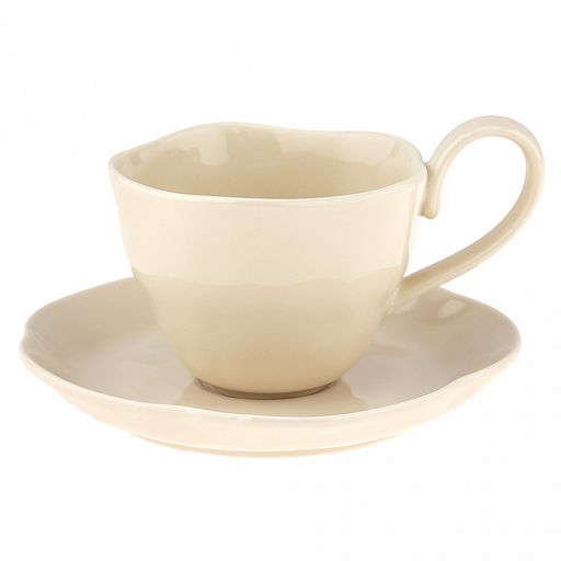 Шоколад Чашка фарфоровая 210мл, д9см h6,9см, с блюдцем д14,8см h2,1см, общая h7,5см, глянцевая глазурь, ассиметричная форма, цвет - кремовый, в коробке (Китай) - Домашняя мода фото 2