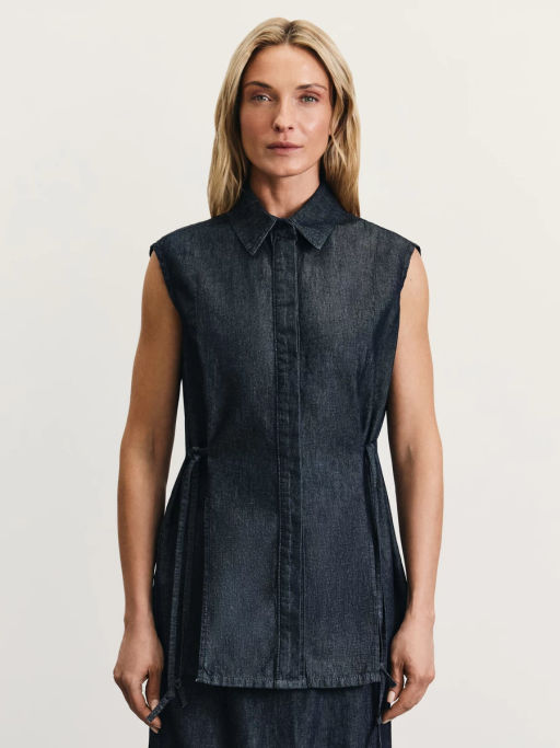 Джинсовая рубашка без рукавов / Zarina  фото 3