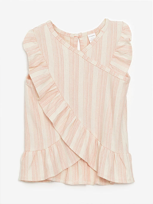 Bisiklet Yaka Kolsuz ?izgili K?z Bebek Bluz ve Tayt 2li Tak?m - Waikiki фото 2