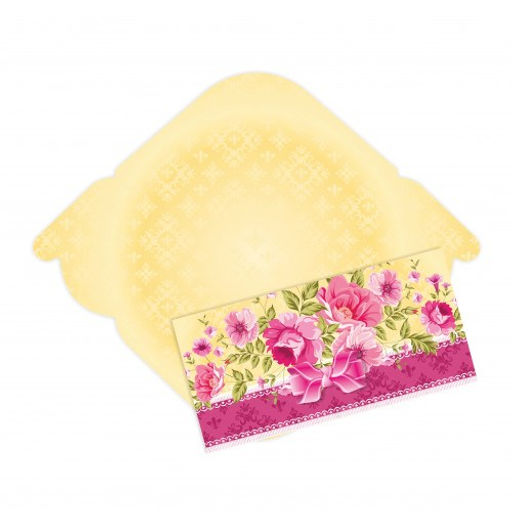 Цена за 5 шт.Конверт для денег "Без текста" (3071) уф-лак, блестки "Цветы"