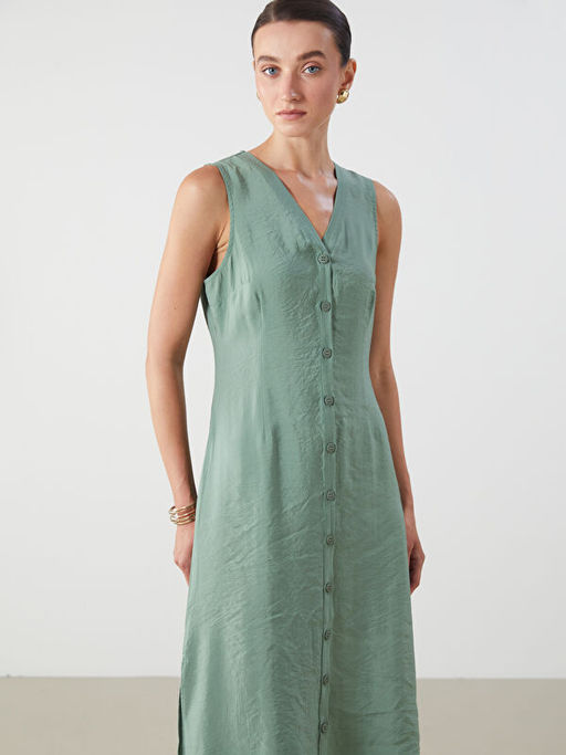 V Yaka A Kesim Modal Kar???ml? Elbise