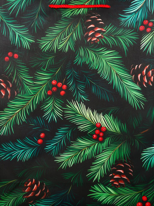 Цена за 2 шт. Пакет подарочный новогодний ламинированный, «Шишки», 33×10×42.5 см