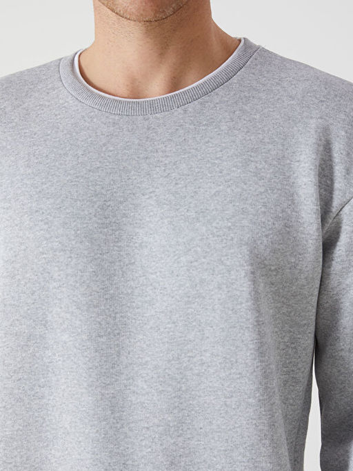 Bisiklet Yaka Uzun Kollu Erkek Sweatshirt