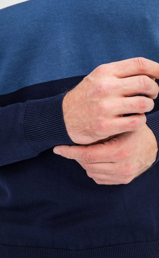 Джемпер мужской с отложным воротником и планкой на пуговицах F221-15-22021A тёмно-синий - Fine joyce фото 4