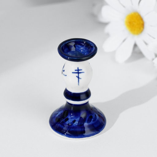 Цена за 3 шт. Подсвечник на 1 свечу «Гжель», фарфор