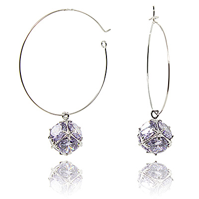 Серьги Созвездие камень фианит аметист светлый - Agat77 фото 2