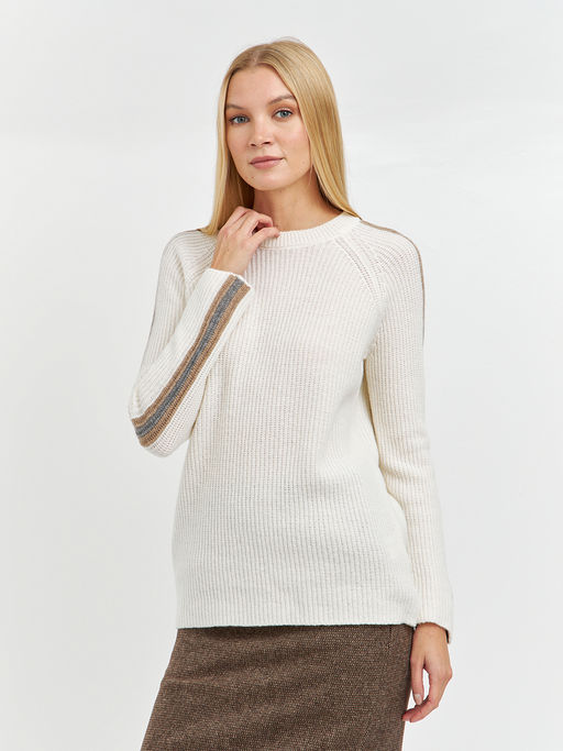 джемпер женский в молочном цвете с лампасами - Glenfield фото 5