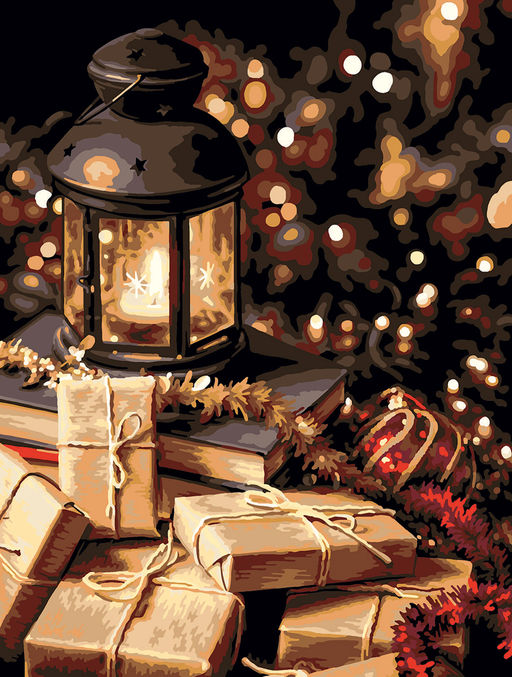 ФРЕЯ PNB/PMDD-185 Набор для раскрашивания по номерам ( со светодиодами ) 40 х 30 см Праздничные хлопоты