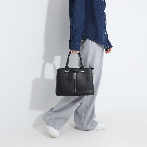 Сумка тоут на молнии, наружный карман, длинный ремень, цвет чёрный - Simaland фото 8