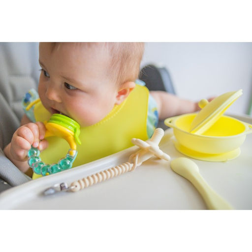 Ниблер для прикорма Крошка Я, с силиконовой сеточкой, ручка-погремушка, цвет зеленый