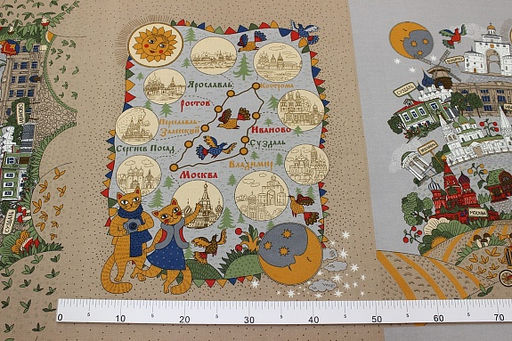 Рогожка По Золотому кольцу, ш.1.5м, хлопок-100%, 165гр/м.кв, раппорт 63см - Купава фото 3