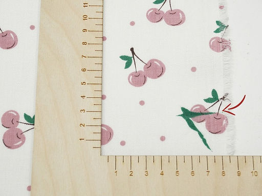 Плательный хлопок Вишенки с горошком на белом цв.пыльно-розовый, ш.1.45м, хлопок-100%, 115гр/м.кв - Купава фото 7