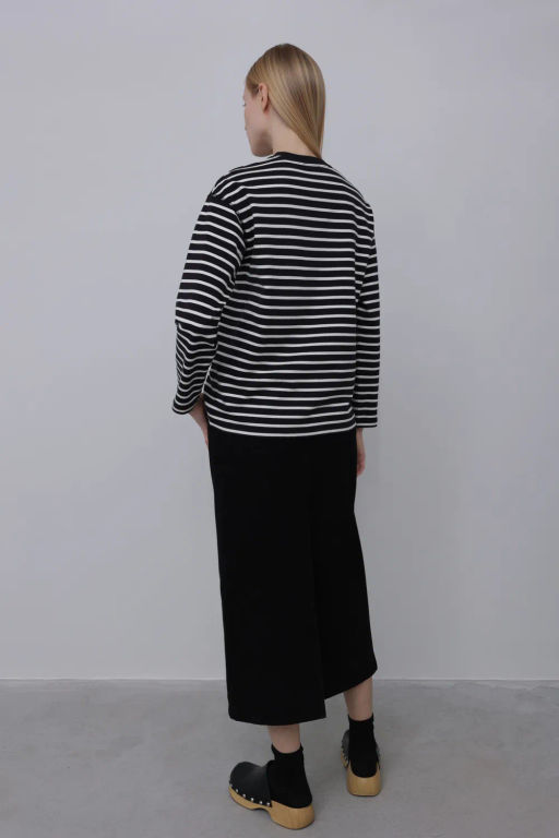 Черно-белый лонгслив в горизонтальную полоску - Incity фото 3