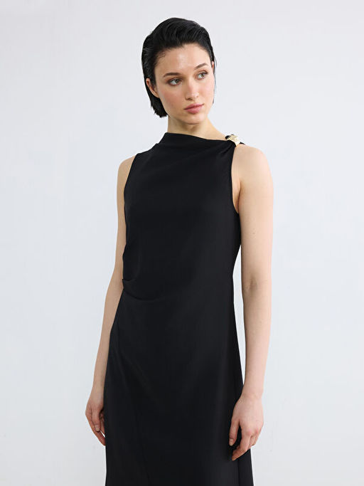 Kay?k Yaka A Kesim B?zg?l? Elbise