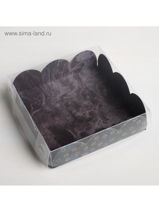 Цена за 5 шт. Коробка для печенья, кондитерская упаковка с пластиковой крышкой, For you, 10.5×10.5×3 см