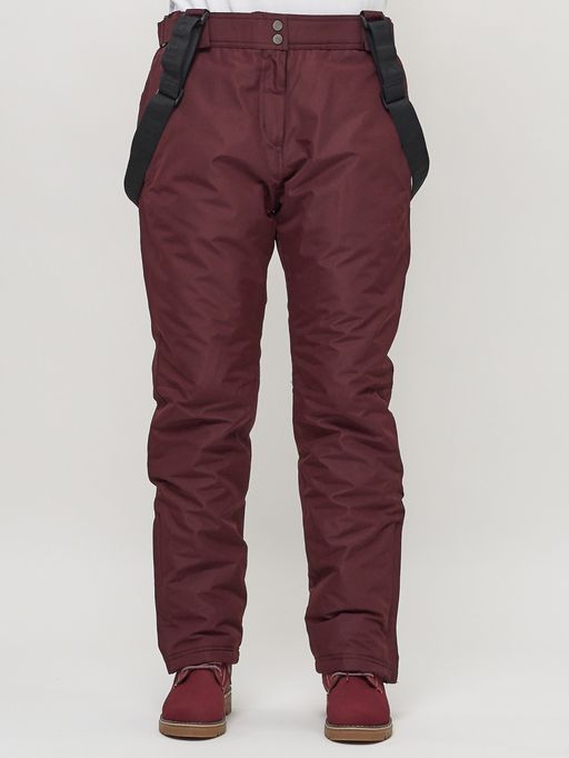 Полукомбинезон брюки горнолыжные женские big size бордового цвета 66413Bo - Colannia фото 5