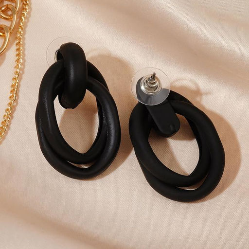 Серьги металл Боттега два овала, цвет чёрный - Queen fair фото 2