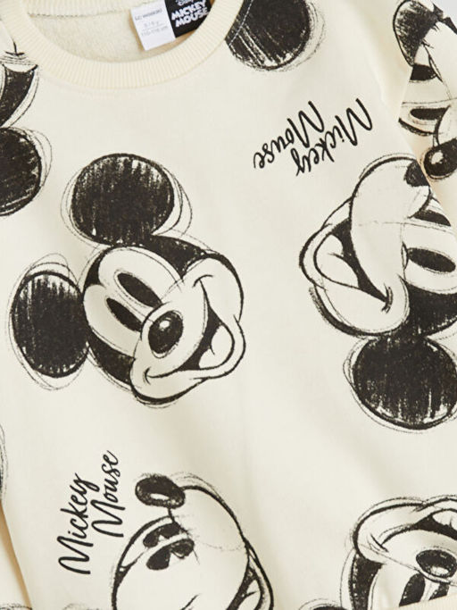 Bisiklet Yaka Mickey Mouse Bask?l? Erkek ?ocuk Sweatshirt