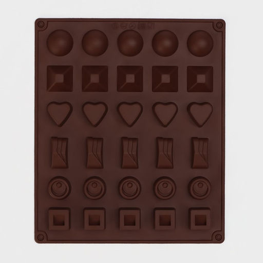 Форма для конфет и шоколада Доляна Коробка конфет, силикон, 27?23?1.5 см, 30 ячеек (3.2?3.2 см), коричневая  фото 3