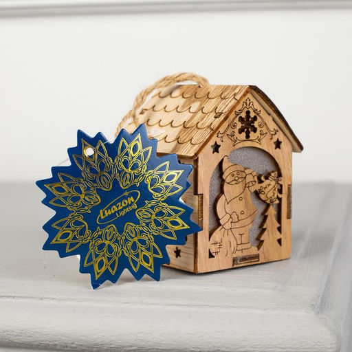 Ёлочная игрушка Домик с Дедом Морозом с мешком, 8х6.5х6 см, от батареек, свечение тёплое белое - Luazon lighting фото 5