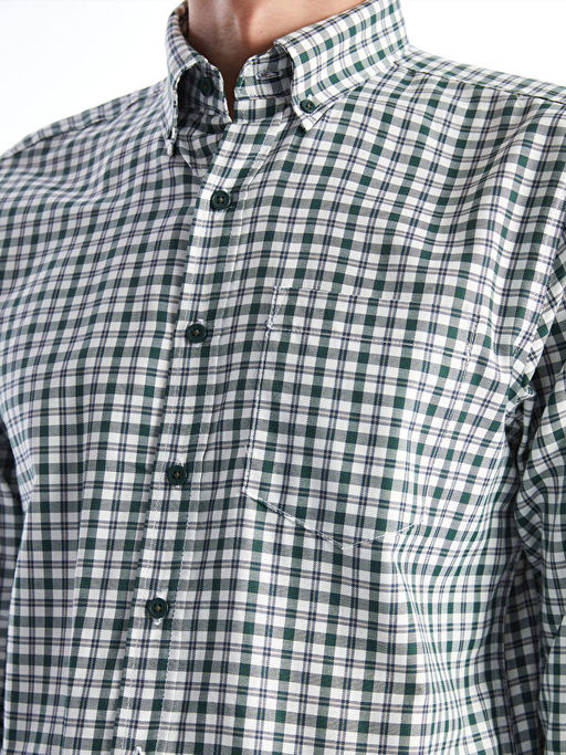 Regular Fit Uzun Kollu Ekose Gabardin Erkek G?mlek