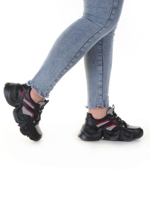 05-DHJ03-1 BLACK Кроссовки женские (нат.кожа, нат.замша, текстиль) - Фабричный китай фото 2