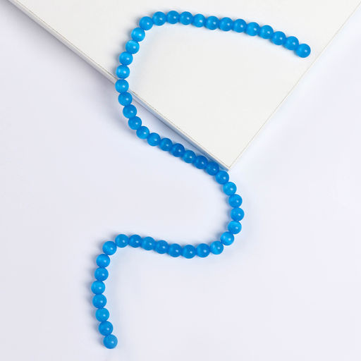 Бусины из натурального камня «Кошачий глаз» набор 50 шт.,1 шт. — 8 мм, голубой