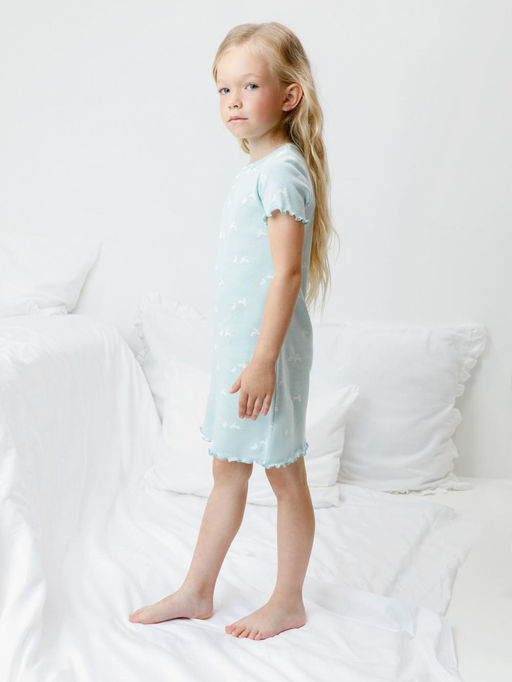 К 1180/голубой опал,мини зайчики сорочка ночная для дев